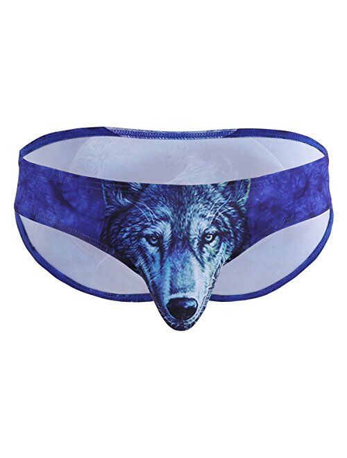 FEESHOW Mens 3D Wolf/Leopard Animal Print Bikini Briefs Funny Underwear Panties