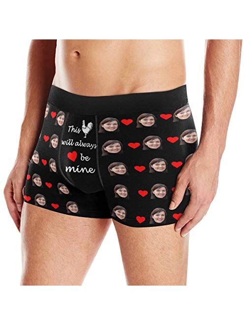 Custom Men's Print Boxer Briefs Underwear with Wife's Face Valentine's Day Gifts