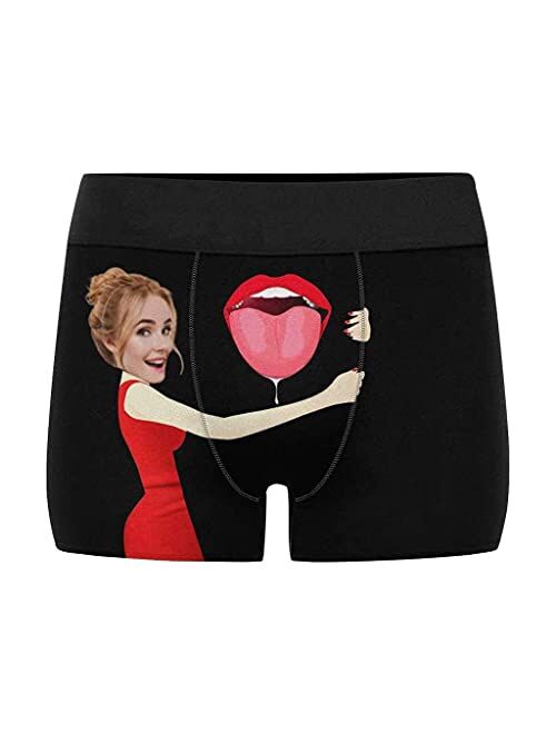 Custom Men's Print Boxer Briefs Underwear with Wife's Face Valentine's Day Gifts