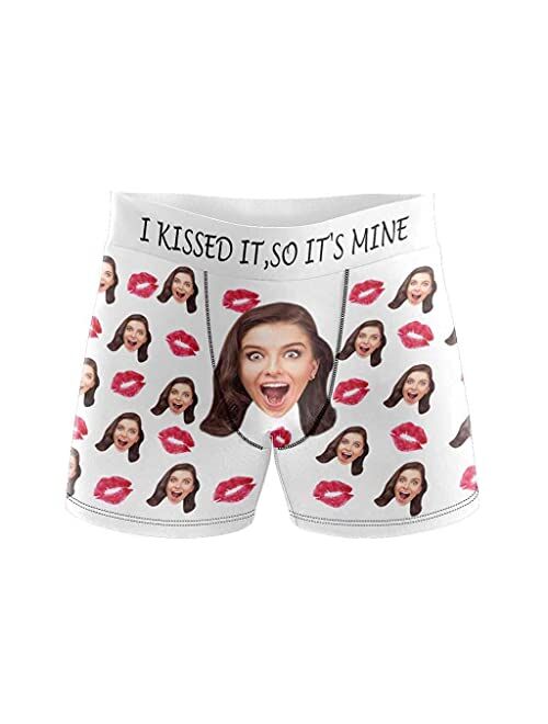 Custom Men's Print Boxer Briefs Underwear with Wife's Face Valentine's Day Gifts