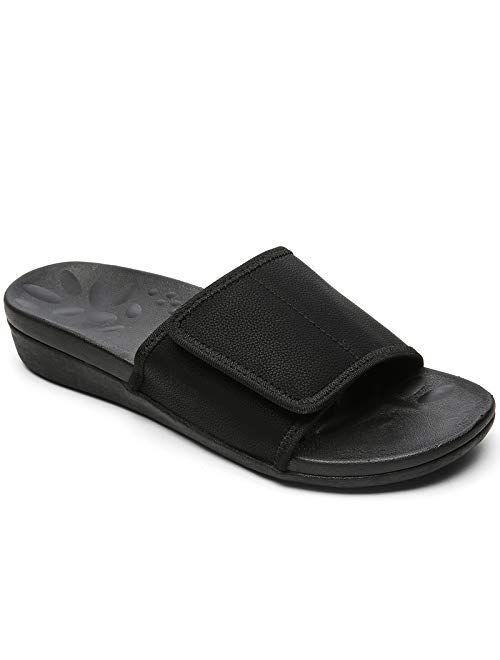 MEGNYA Orthopedic Slides Sandals for Women, Comfortable Plantar Fasciitis Sandals for Flat Feet, High Arch Support Walking Sandals with Adjustable Straps