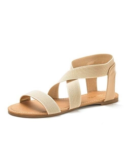 Women's Elatica Elastic Ankle Strap Flat Sandals