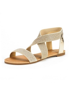 Women's Elatica Elastic Ankle Strap Flat Sandals