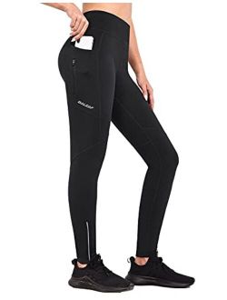 Women's Fleece Lined Water Resistant Running Cycling Tights High Waisted Thermal Leggings Winter Pants Cold Weather