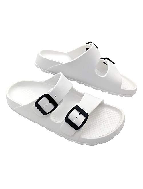 Women's Sandals Adjustable EVA Flat Sandals Comfortable Double Buckle Slides Sandals