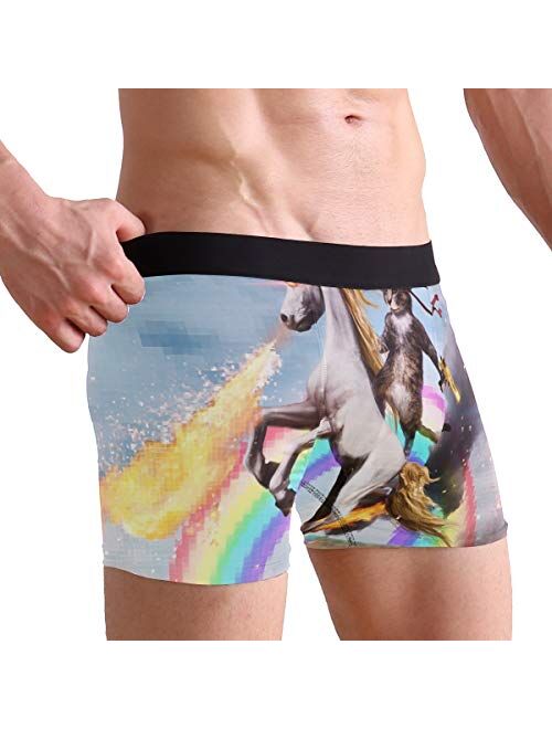 Fantasy Cat Riding Unicorn Men's Boxer Briefs Comfortable Soft Underwear Creative Pattern S