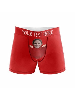 Customized Face Underwear for Men Personalized Add Name on Boxer Briefs White