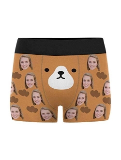 Custom Men's Boxer Briefs Girlfriend Face Hug My Treasure Personalized Funny Face Shorts Underwear with Photo