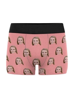 Custom Men's Boxer Briefs Girlfriend Face Hug My Treasure Personalized Funny Face Shorts Underwear with Photo