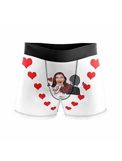 Custom Men's Boxer Briefs Girlfriend Face Hug My Treasure Personalized Funny Face Shorts Underwear with Photo