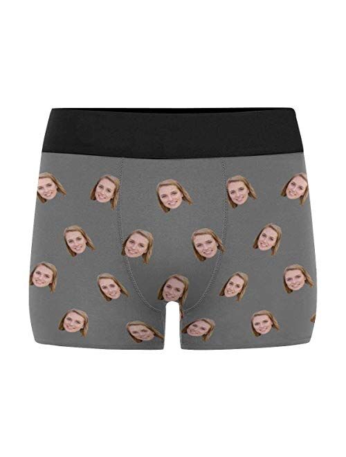 Custom Men's Boxer Briefs Girlfriend Face Hug My Treasure Personalized Funny Face Shorts Underwear with Photo