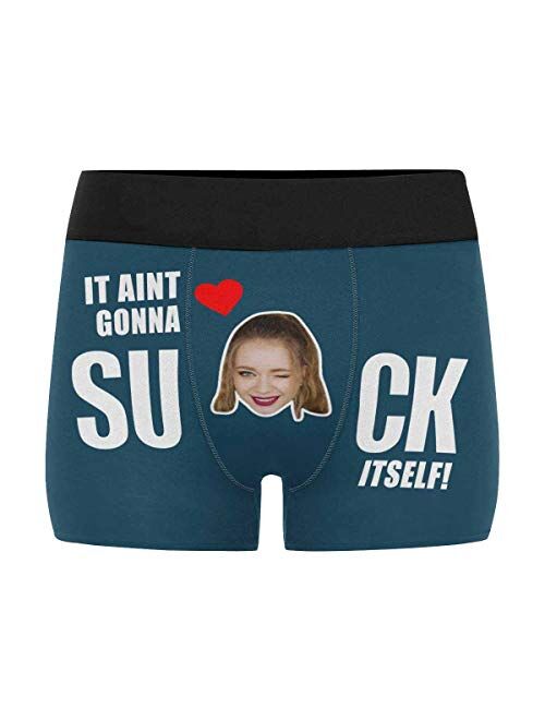 Custom Men's Boxer Briefs Girlfriend Face Hug My Treasure Personalized Funny Face Shorts Underwear with Photo