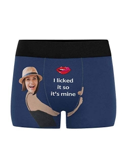 InterestPrint Personalized Face Man Boxer Briefs with Wife's Face Lip with Tongue It's Mine