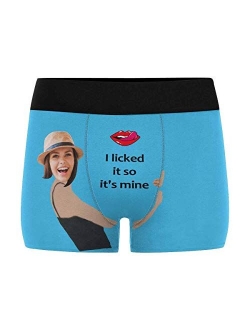 InterestPrint Personalized Face Man Boxer Briefs with Wife's Face Lip with Tongue It's Mine