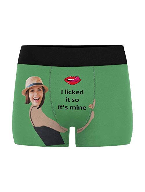 InterestPrint Personalized Face Man Boxer Briefs with Wife's Face Lip with Tongue It's Mine