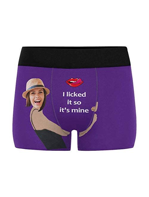 InterestPrint Personalized Face Man Boxer Briefs with Wife's Face Lip with Tongue It's Mine