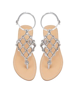 TIMES ASTRO Summer Women`s Beach Sandals Lady Shining Rhinestones Shoes Bohemia Diamond flip Flops Comfortable Boho Shoes