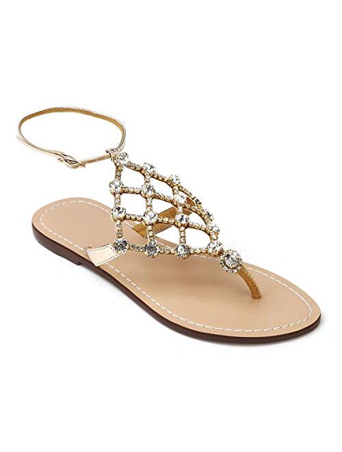 TIMES ASTRO Summer Women`s Beach Sandals Lady Shining Rhinestones Shoes Bohemia Diamond flip Flops Comfortable Boho Shoes