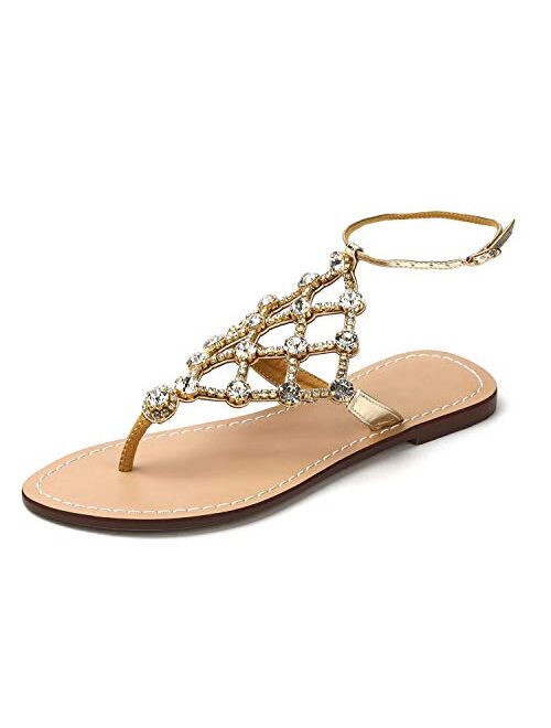 TIMES ASTRO Summer Women`s Beach Sandals Lady Shining Rhinestones Shoes Bohemia Diamond flip Flops Comfortable Boho Shoes