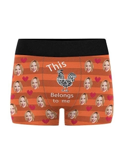 Personalized Men's Boxer Briefs Underwear Shorts Underpants with Face Photo I Love You Black