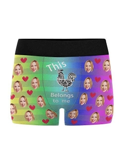 Personalized Men's Boxer Briefs Underwear Shorts Underpants with Face Photo I Love You Black