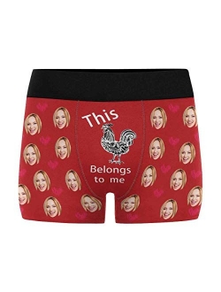 Personalized Men's Boxer Briefs Underwear Shorts Underpants with Face Photo I Love You Black