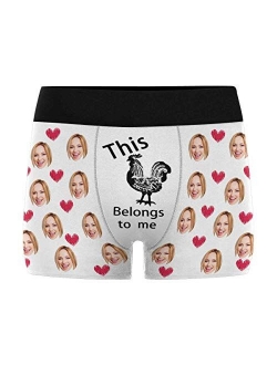 Personalized Men's Boxer Briefs Underwear Shorts Underpants with Face Photo I Love You Black