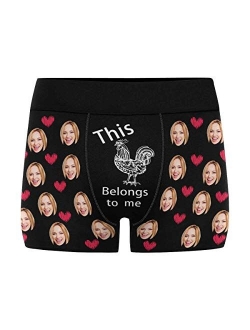 Personalized Men's Boxer Briefs Underwear Shorts Underpants with Face Photo I Love You Black