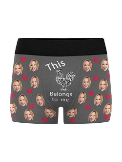 Personalized Men's Boxer Briefs Underwear Shorts Underpants with Face Photo I Love You Black