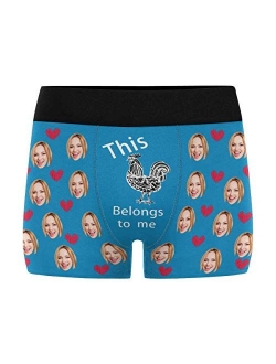 Personalized Men's Boxer Briefs Underwear Shorts Underpants with Face Photo I Love You Black