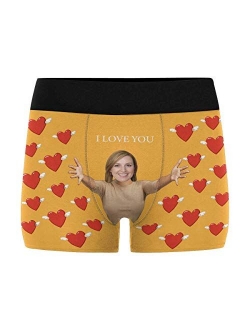 Personalized Men's Boxer Briefs Underwear Shorts Underpants with Face Photo I Love You Black