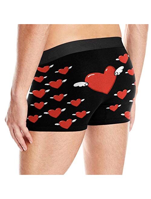 Personalized Men's Boxer Briefs Underwear Shorts Underpants with Face Photo I Love You Black