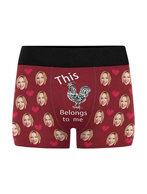 Personalized Men's Boxer Briefs Underwear Shorts Underpants with Face Photo I Love You Black