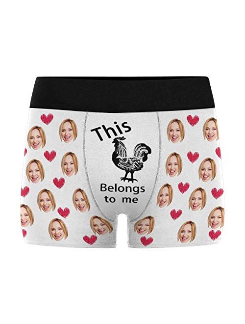 Personalized Men's Boxer Briefs Underwear Shorts Underpants with Face Photo I Love You Black