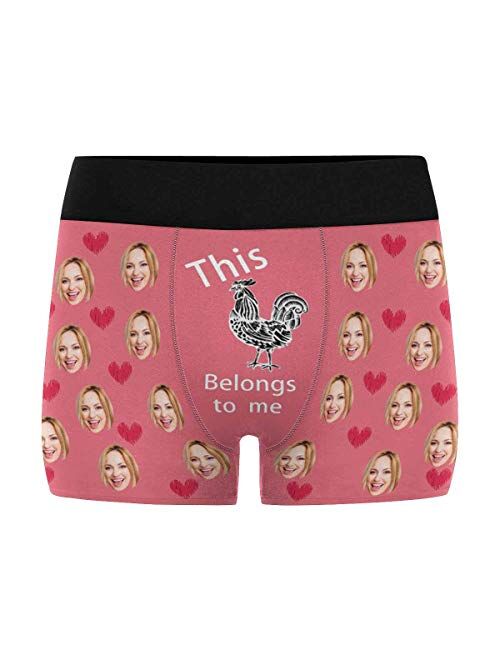 Personalized Men's Boxer Briefs Underwear Shorts Underpants with Face Photo I Love You Black