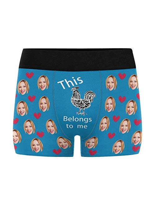 Personalized Men's Boxer Briefs Underwear Shorts Underpants with Face Photo I Love You Black