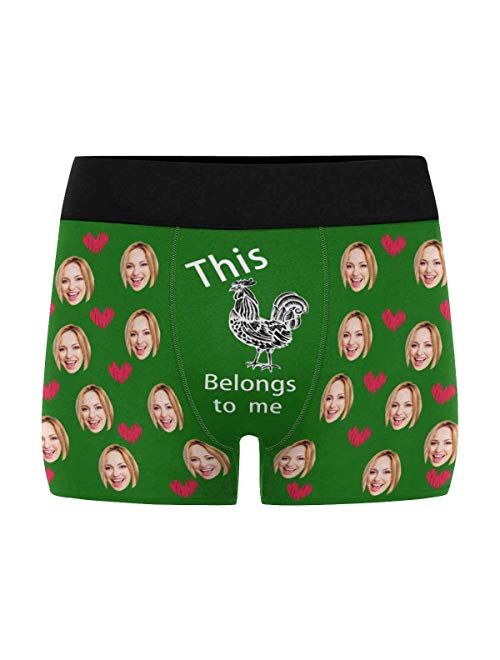 Personalized Men's Boxer Briefs Underwear Shorts Underpants with Face Photo I Love You Black