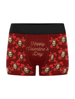 Custom Faces Print Boxer Briefs for Men Hug My Treasure Black Photo Underwear Gifts