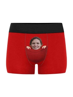 Custom Faces Print Boxer Briefs for Men Hug My Treasure Black Photo Underwear Gifts