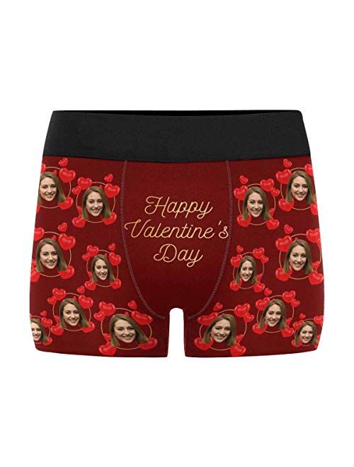 Custom Faces Print Boxer Briefs for Men Hug My Treasure Black Photo Underwear Gifts