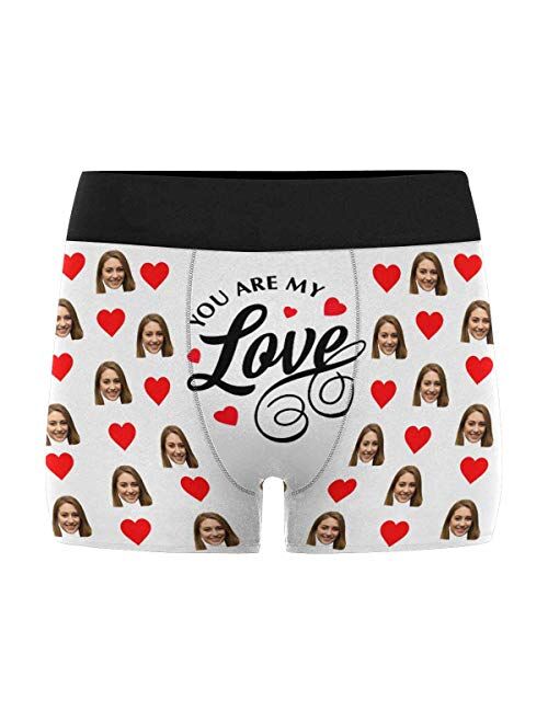 Custom Faces Print Boxer Briefs for Men Hug My Treasure Black Photo Underwear Gifts