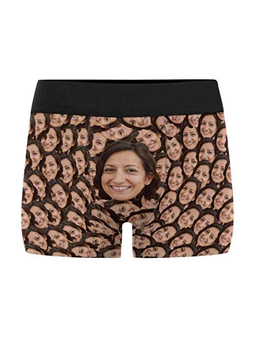 Custom Faces Print Boxer Briefs for Men Hug My Treasure Black Photo Underwear Gifts