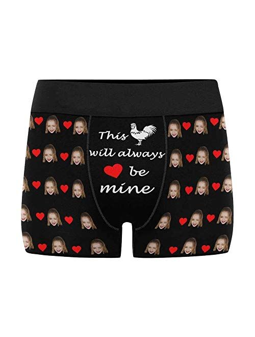 Custom Faces Print Boxer Briefs for Men Love Heart White Photo Underwear Gifts