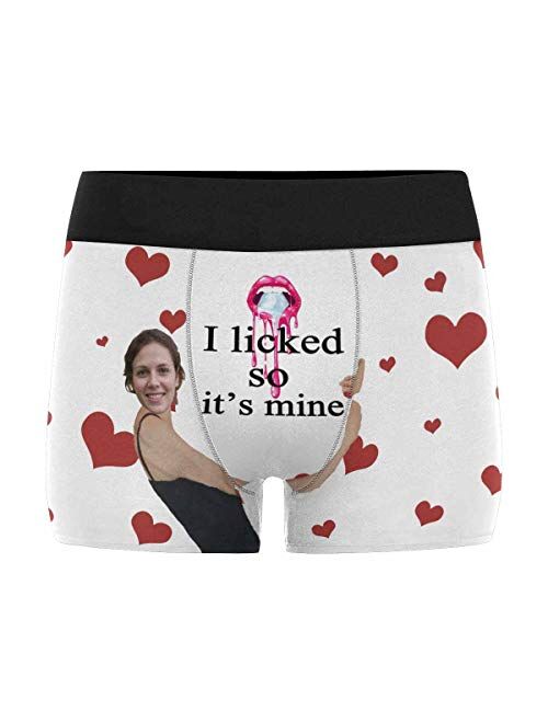 Custom Faces Print Boxer Briefs for Men Love Heart White Photo Underwear Gifts