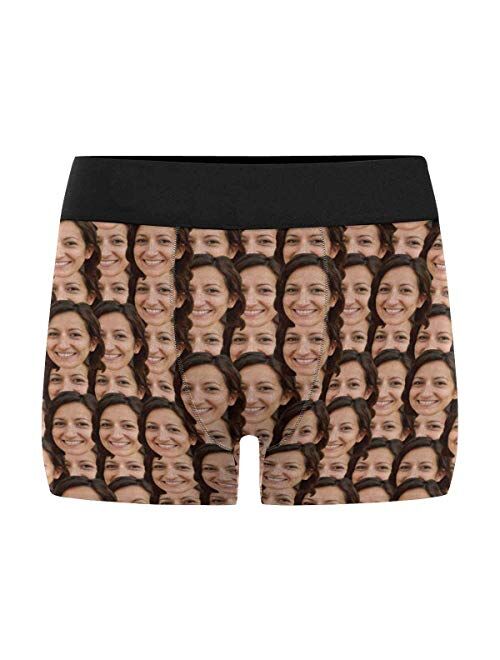 Custom Faces Print Boxer Briefs for Men Love Heart White Photo Underwear Gifts