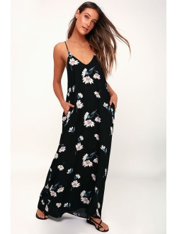 Yours Tule Black Floral Print Maxi Dress