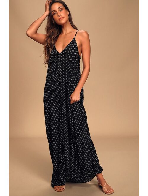 Lulus Yours Tule Black Floral Print Maxi Dress