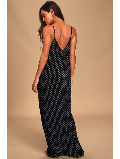 Lulus Yours Tule Black Floral Print Maxi Dress