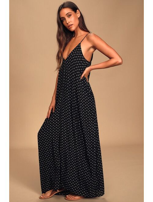 Lulus Yours Tule Black Floral Print Maxi Dress