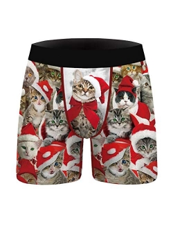 Men's Funny Print Slim Breathable Stretchy Underwear Long Flat Pants Shorts